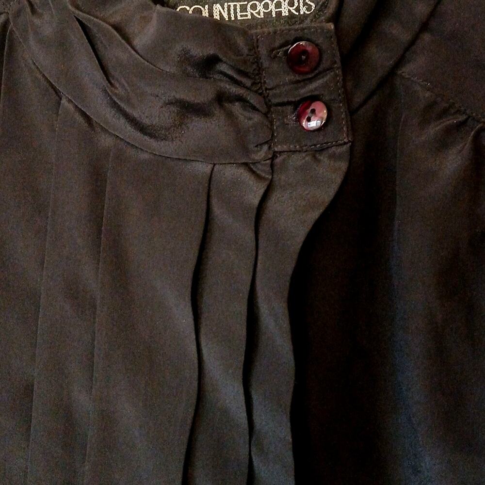 Vintage Counterparts Black High Neck Blouse Full Button Down - Picture 4 of 5